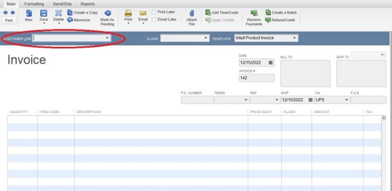 creating invoices in quickbooks for two separte accounts