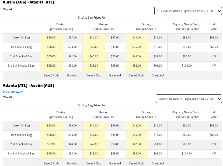 spirit carry on fees