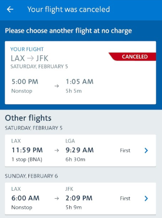 cancelling american airlines flight booked with miles