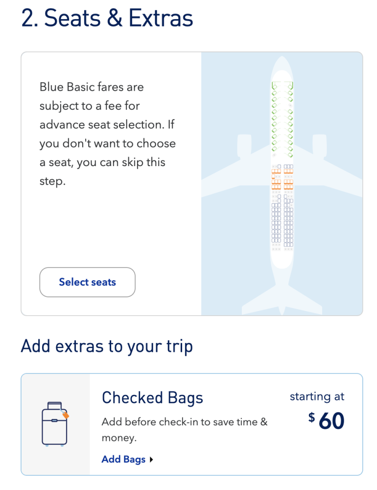 jetblue seat assignment fee