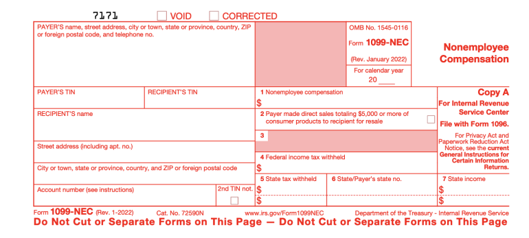 Nec 1099 Form 2023 Printable Forms Free Online