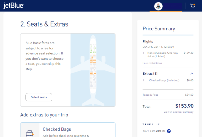 jetblue seat assignment cost
