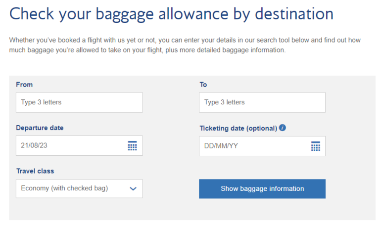 world traveller baggage allowance
