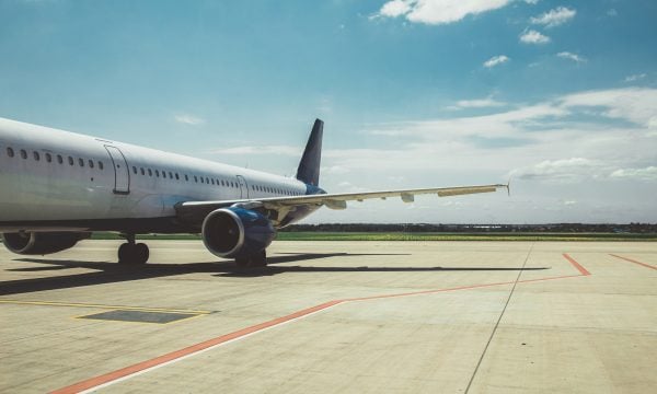 Airplane parked on the airfield