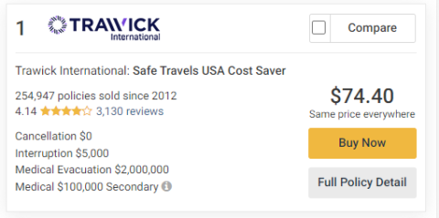 travel insurance for trip to usa