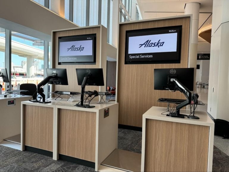 Alaska Airlines customer service desk at SFO