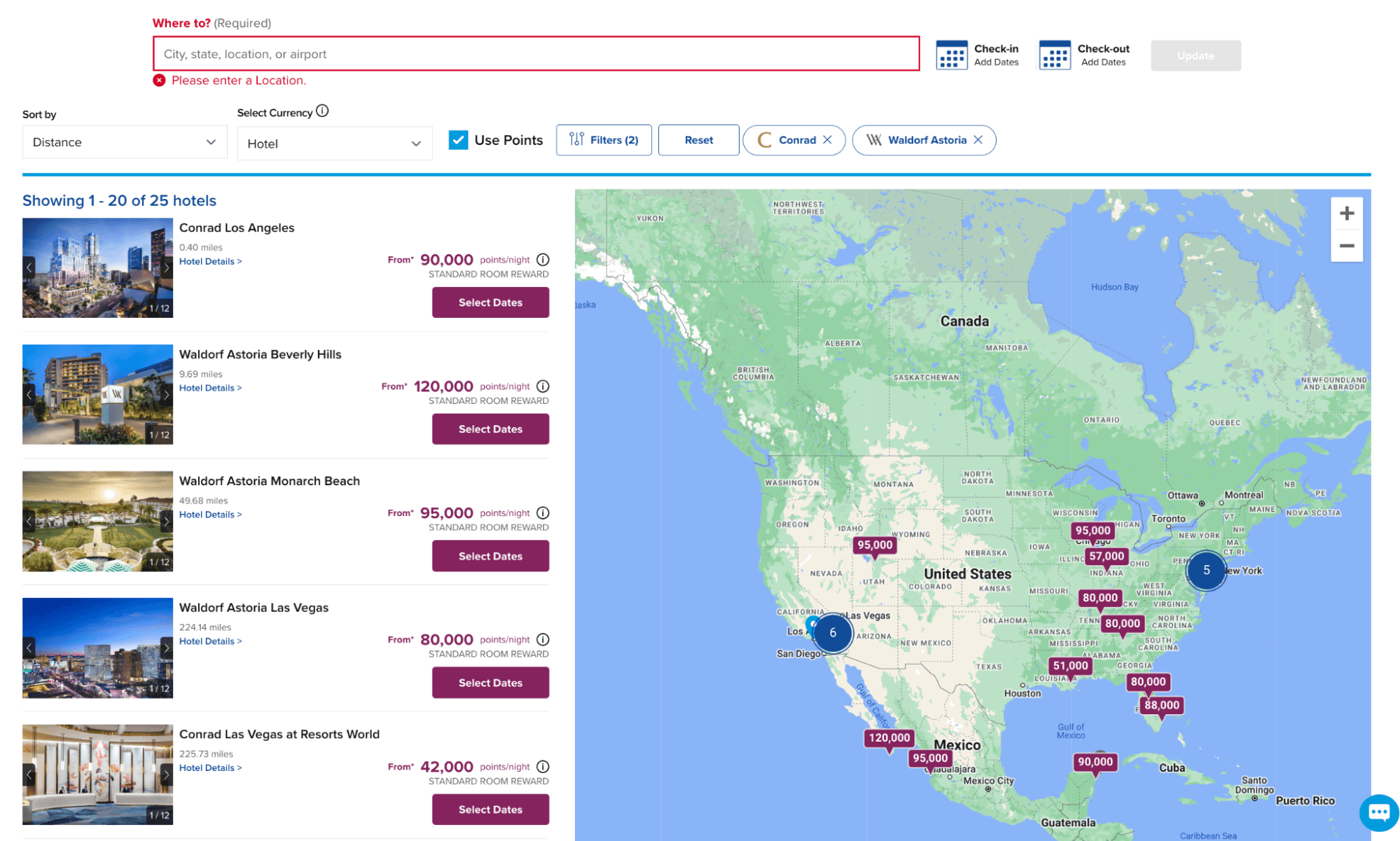 hilton points explorer tool