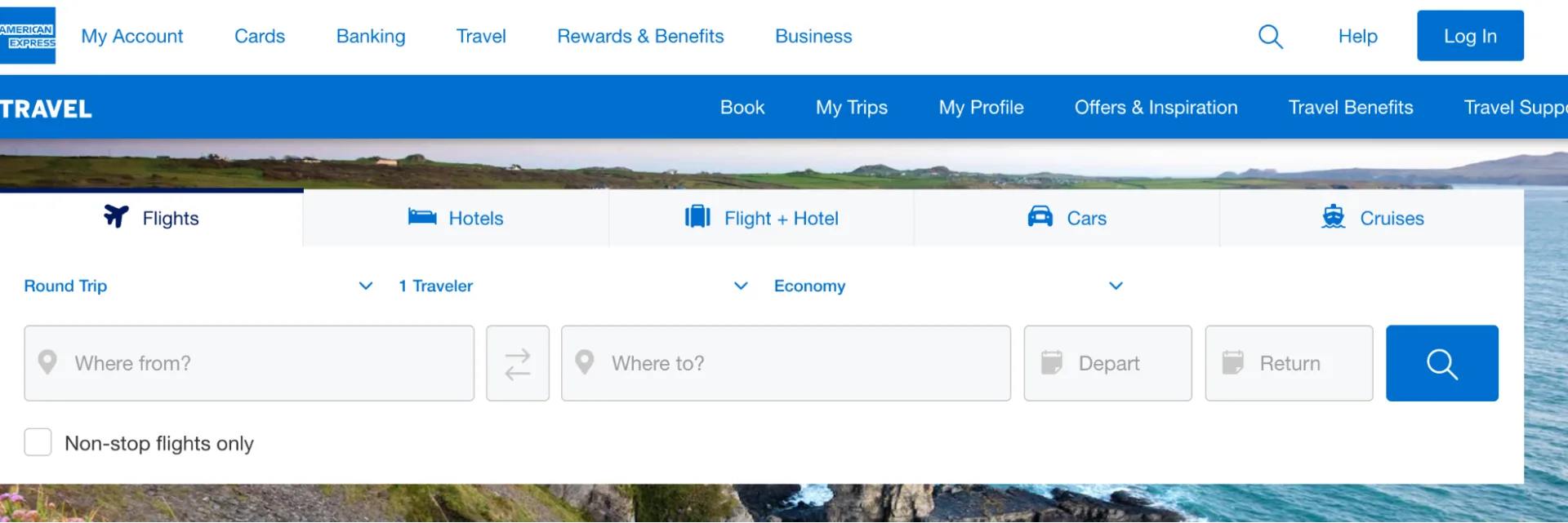 amex travel portal header