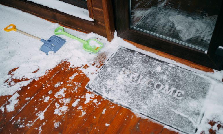 Snow-covered welcome mat