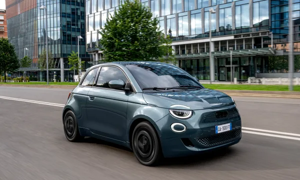 2025 Fiat 500e on road